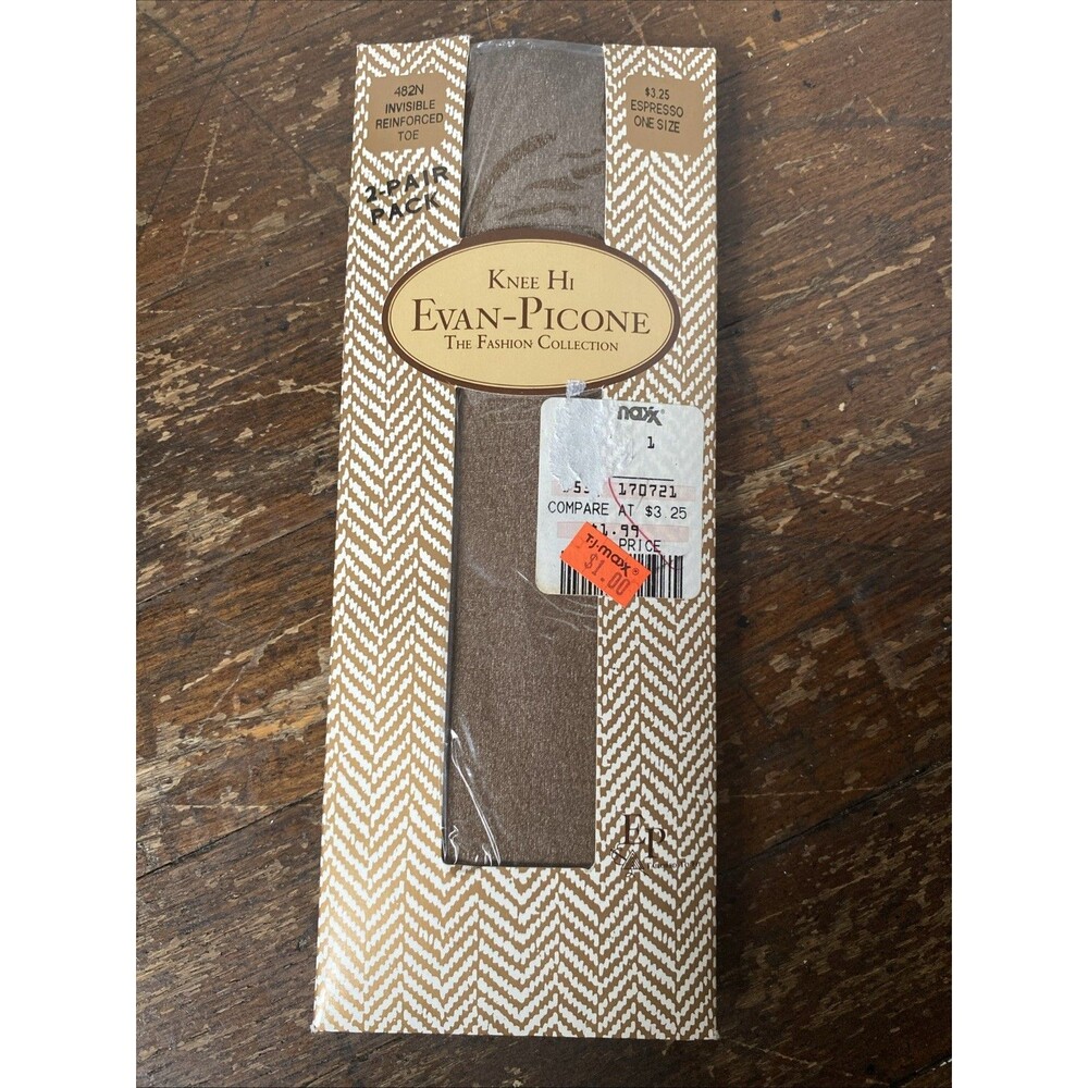 Vintage Evan Picone Knee Highs Comfort Top Espresso Fits 8.5-11 NEW